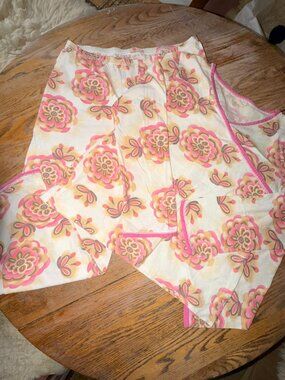 GARNET HILL/GREEN COTTON soft cotton pajamas/L